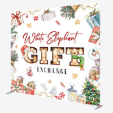 Lofaris White Elephant Gift Exchange Pillow Case Backdrop